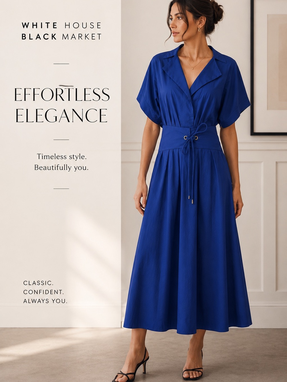 White House Black Market Royal Blue Midi Dress large‎